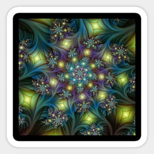 Illuminated, Modern Colorful Fractal Pattern Sticker